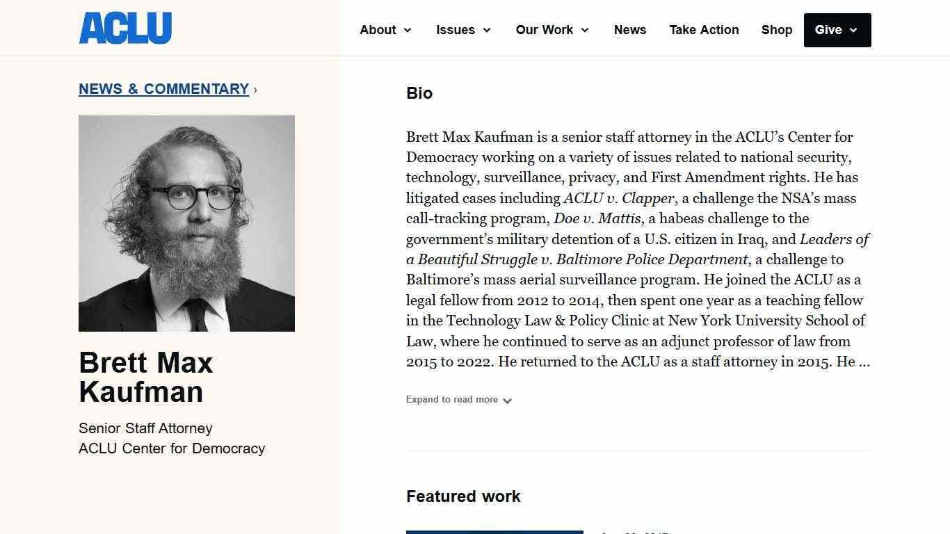 Brett Max Kaufman | Page 2 | American Civil Liberties Union